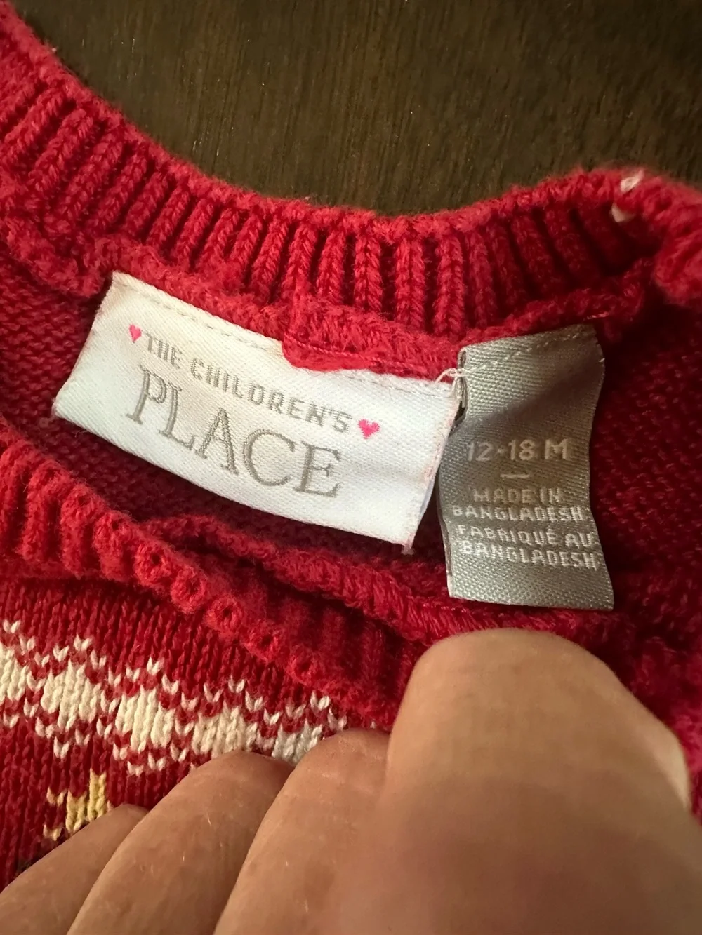 The Children's Place Red Knit Christmas Holiday Baby Sweater Dress 12-18 months